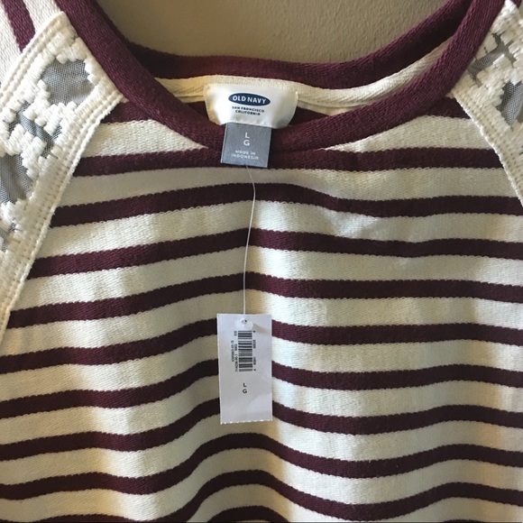 Old Navy Burgundy/Cream Striped Shirt NWT - Picture 3 of 4